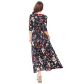 Kate Kasin Sexy patrón floral de la mitad de la manga del V-cuello botón Placket Maxi vestido dividido KK000652-1